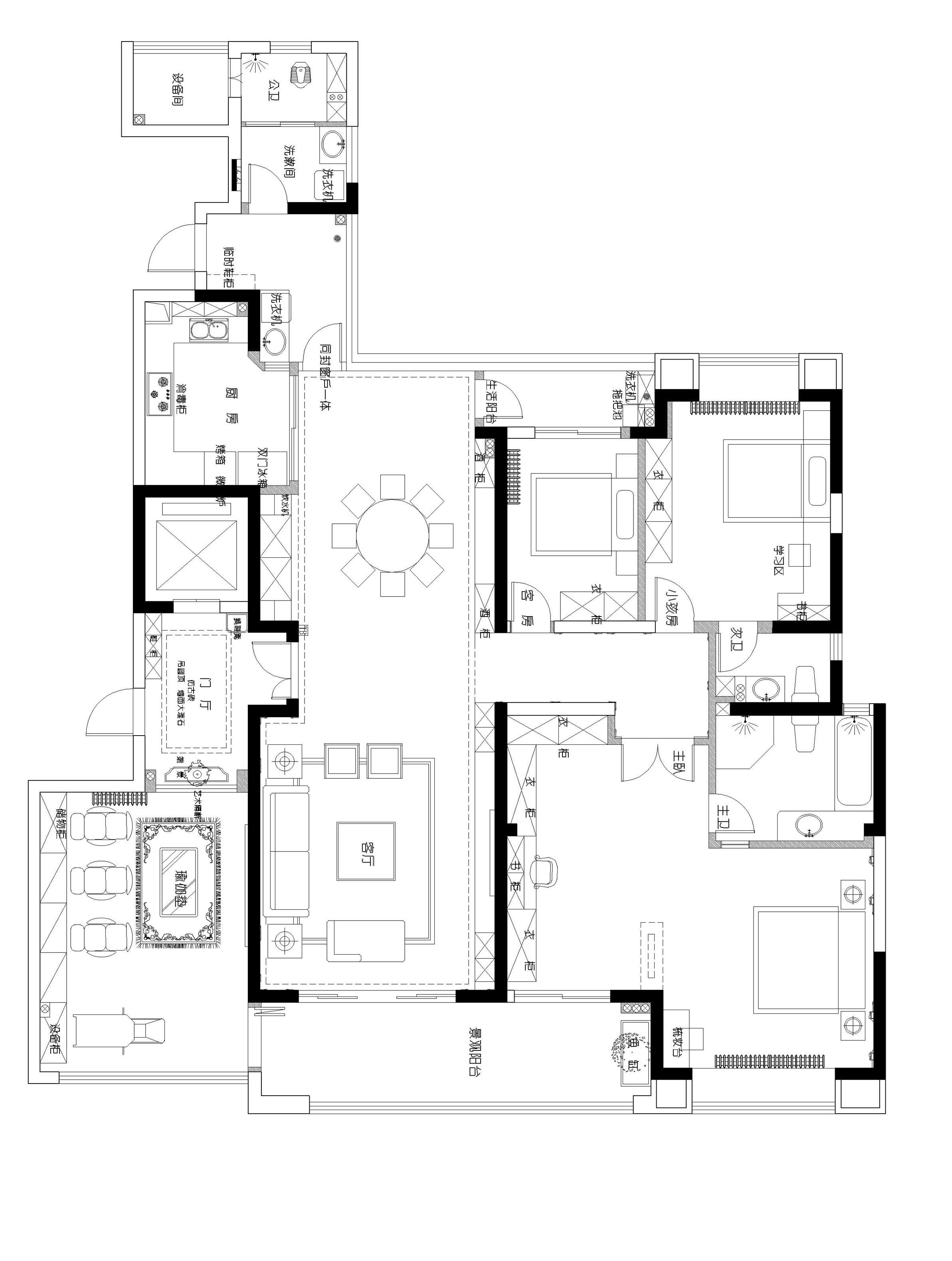 腾博会官方网页版 中建江山壹号200㎡轻欧简美全球十大搏彩集团公司层 装修案例效果图-平面图